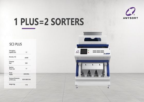3 escalones clasificador de color de arroz con rendimiento de 2.5 a 12 t/h y fuente de luz LED